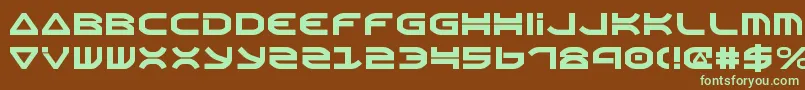 フォントOberonv2 – 緑色の文字が茶色の背景にあります。