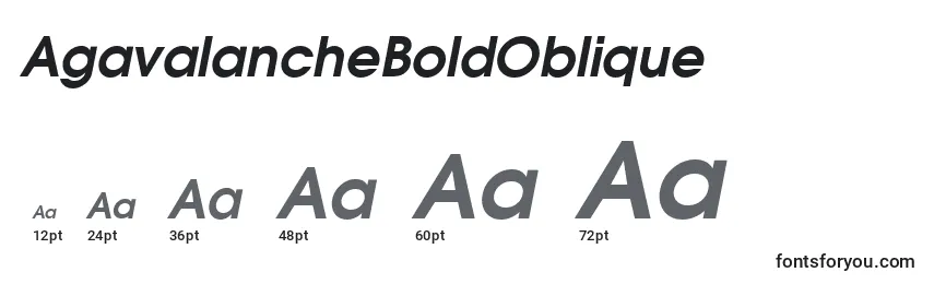 Размеры шрифта AgavalancheBoldOblique