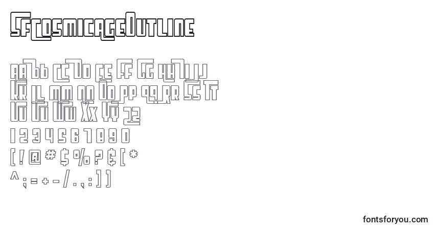 A fonte SfCosmicAgeOutline – alfabeto, números, caracteres especiais