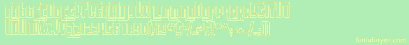 SfCosmicAgeOutline-Schriftart – Gelbe Schriften auf grünem Hintergrund