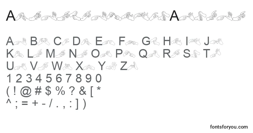 A fonte AdmangraphicsAuslan – alfabeto, números, caracteres especiais