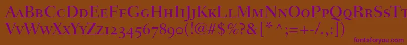 FairfieldLh55MediumSmallCapsOldStyleFigures Font – Purple Fonts on Brown Background