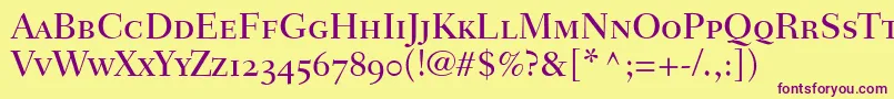 FairfieldLh55MediumSmallCapsOldStyleFigures Font – Purple Fonts on Yellow Background