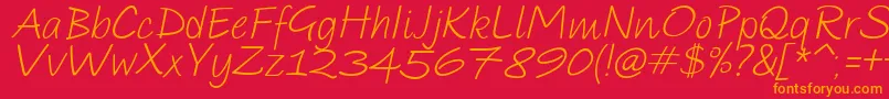 ParoleScriptItalicDemo-Schriftart – Orangefarbene Schriften auf rotem Hintergrund