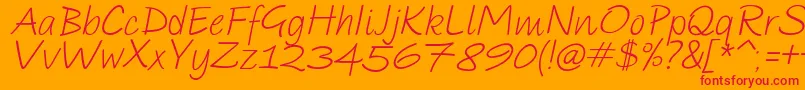 Czcionka ParoleScriptItalicDemo – czerwone czcionki na pomarańczowym tle