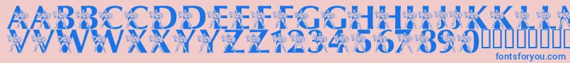 LmsByThePowerOfGrayskull-Schriftart – Blaue Schriften auf rosa Hintergrund