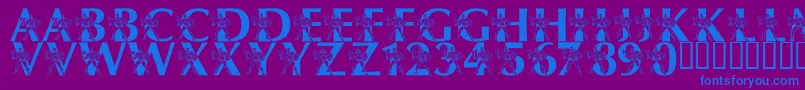 LmsByThePowerOfGrayskull-fontti – siniset fontit violetilla taustalla