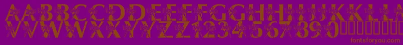 LmsByThePowerOfGrayskull-Schriftart – Braune Schriften auf violettem Hintergrund