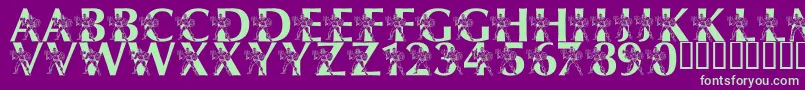 フォントLmsByThePowerOfGrayskull – 紫の背景に緑のフォント