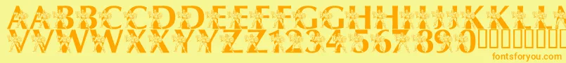 LmsByThePowerOfGrayskull-fontti – oranssit fontit keltaisella taustalla