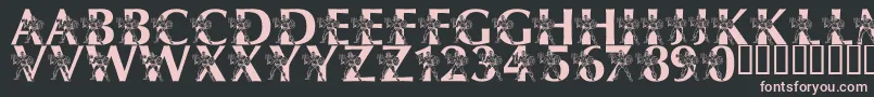 LmsByThePowerOfGrayskull-fontti – vaaleanpunaiset fontit mustalla taustalla