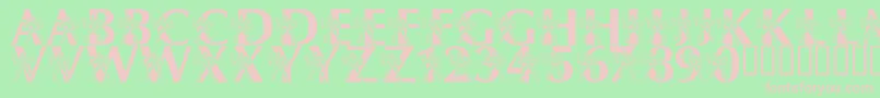 フォントLmsByThePowerOfGrayskull – 緑の背景にピンクのフォント