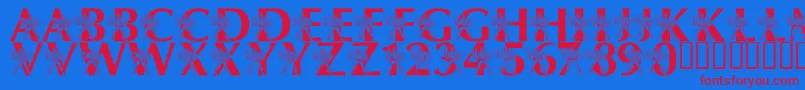 LmsByThePowerOfGrayskull Font – Red Fonts on Blue Background