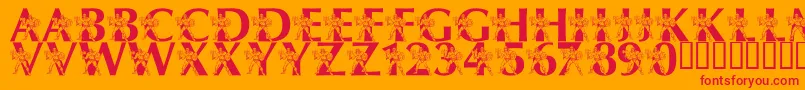 フォントLmsByThePowerOfGrayskull – オレンジの背景に赤い文字