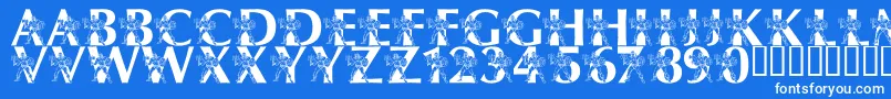 LmsByThePowerOfGrayskull-fontti – valkoiset fontit sinisellä taustalla