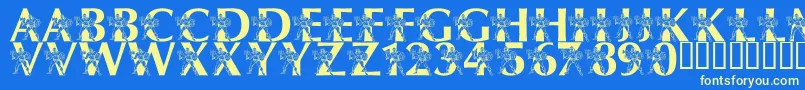 フォントLmsByThePowerOfGrayskull – 黄色の文字、青い背景