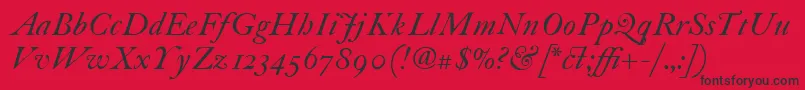 フォントItcFoundersCaslon30Italic – 赤い背景に黒い文字