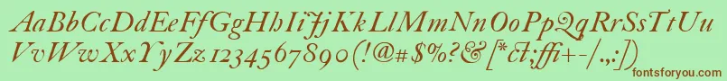 Шрифт ItcFoundersCaslon30Italic – коричневые шрифты на зелёном фоне