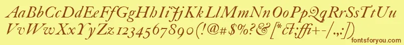 ItcFoundersCaslon30Italic Font – Brown Fonts on Yellow Background