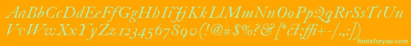 Шрифт ItcFoundersCaslon30Italic – зелёные шрифты на оранжевом фоне