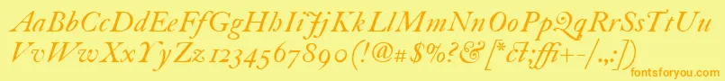 ItcFoundersCaslon30Italic Font – Orange Fonts on Yellow Background