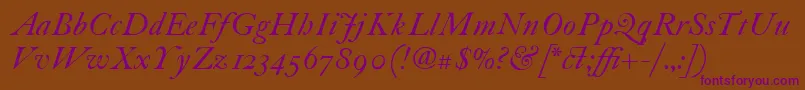 ItcFoundersCaslon30Italic Font – Purple Fonts on Brown Background