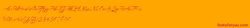 ClaudyaDemo-Schriftart – Rote Schriften auf orangefarbenem Hintergrund