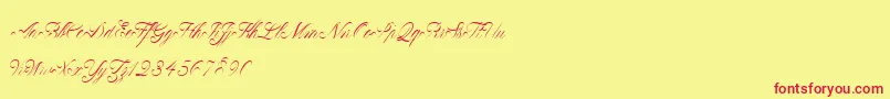 ClaudyaDemo-Schriftart – Rote Schriften auf gelbem Hintergrund