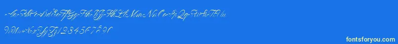 ClaudyaDemo-Schriftart – Gelbe Schriften auf blauem Hintergrund