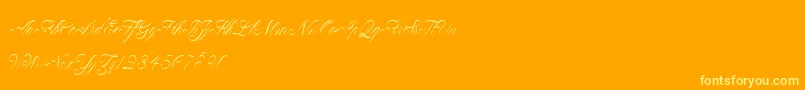ClaudyaDemo-Schriftart – Gelbe Schriften auf orangefarbenem Hintergrund