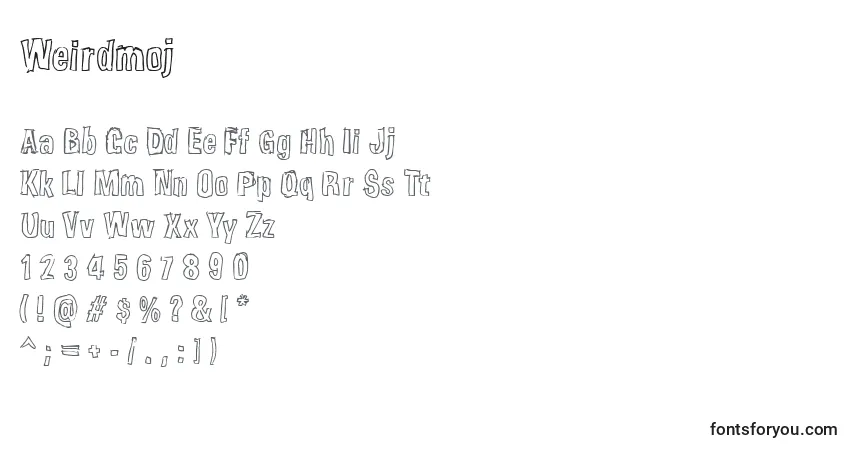 Weirdmoj-fontti – aakkoset, numerot, erikoismerkit