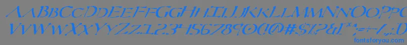 フォントSeverItalic – 灰色の背景に青い文字