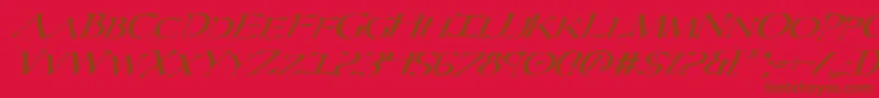 SeverItalic-Schriftart – Braune Schriften auf rotem Hintergrund