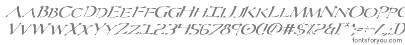 SeverItalic-fontti – harmaat kirjasimet valkoisella taustalla