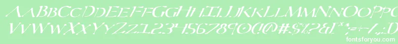 フォントSeverItalic – 緑の背景に白い文字