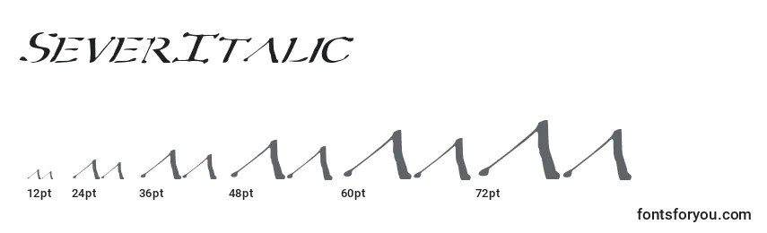 Размеры шрифта SeverItalic