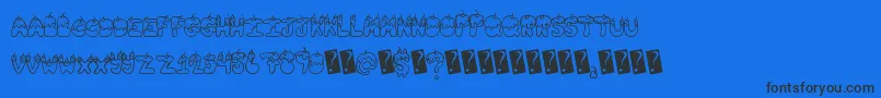 Tastysundae-Schriftart – Schwarze Schriften auf blauem Hintergrund