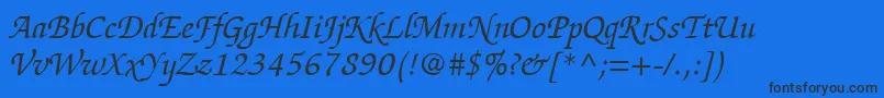 Шрифт ItcZapfChanceryLtItalic – чёрные шрифты на синем фоне