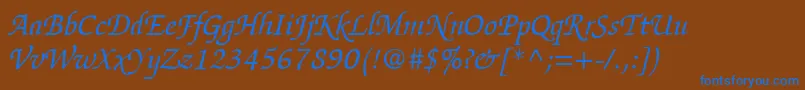 ItcZapfChanceryLtItalic Font – Blue Fonts on Brown Background