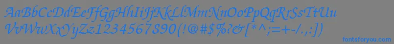 フォントItcZapfChanceryLtItalic – 灰色の背景に青い文字