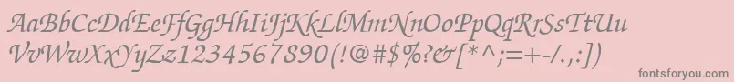 ItcZapfChanceryLtItalic-Schriftart – Graue Schriften auf rosa Hintergrund