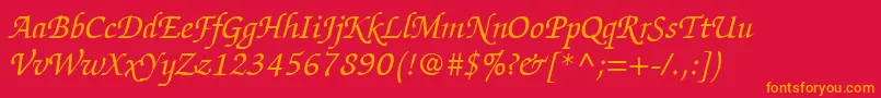 ItcZapfChanceryLtItalic Font – Orange Fonts on Red Background