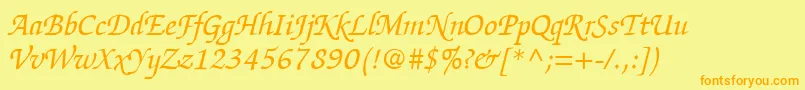 ItcZapfChanceryLtItalic Font – Orange Fonts on Yellow Background