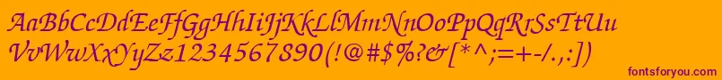 ItcZapfChanceryLtItalic Font – Purple Fonts on Orange Background