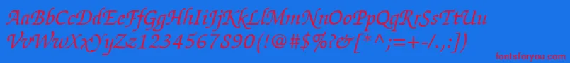 ItcZapfChanceryLtItalic Font – Red Fonts on Blue Background