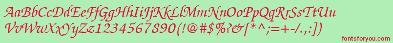 ItcZapfChanceryLtItalic Font – Red Fonts on Green Background