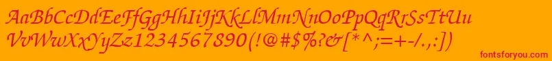ItcZapfChanceryLtItalic Font – Red Fonts on Orange Background