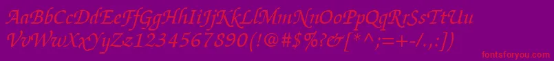 ItcZapfChanceryLtItalic Font – Red Fonts on Purple Background