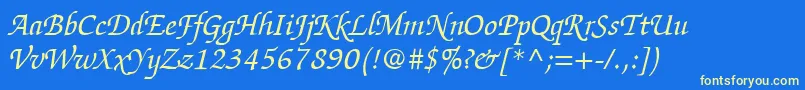 フォントItcZapfChanceryLtItalic – 黄色の文字、青い背景
