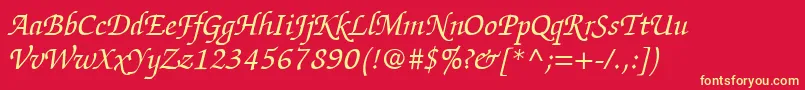 ItcZapfChanceryLtItalic Font – Yellow Fonts on Red Background